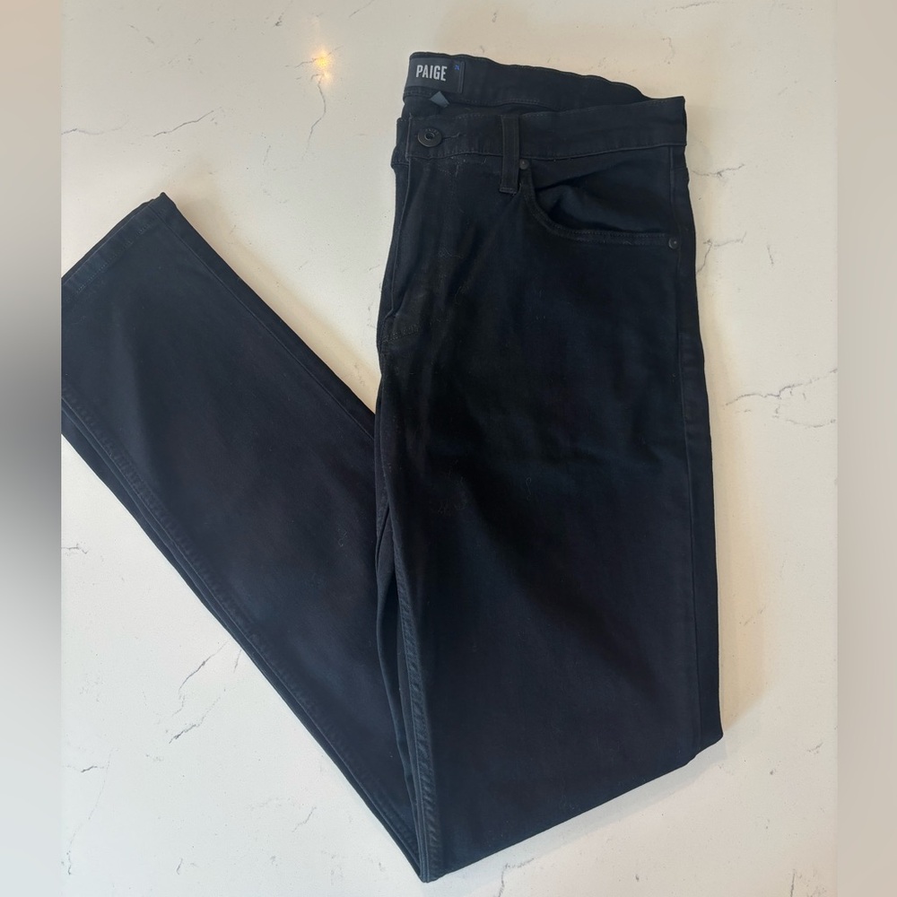PAIGE Lennox Slim Fit Jeans Black Shadow M653521 Stretch Premium Denim 33